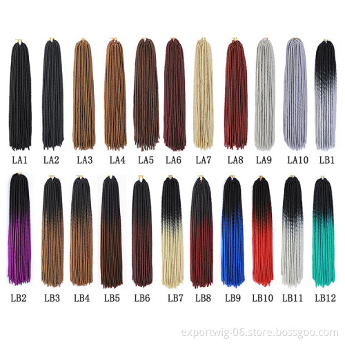 Straight Faux Locs Crochet Hair Extensions Colored Faux Locs Braids Hair 20 Inch Solid And Ombre Color Synthetic Fiber